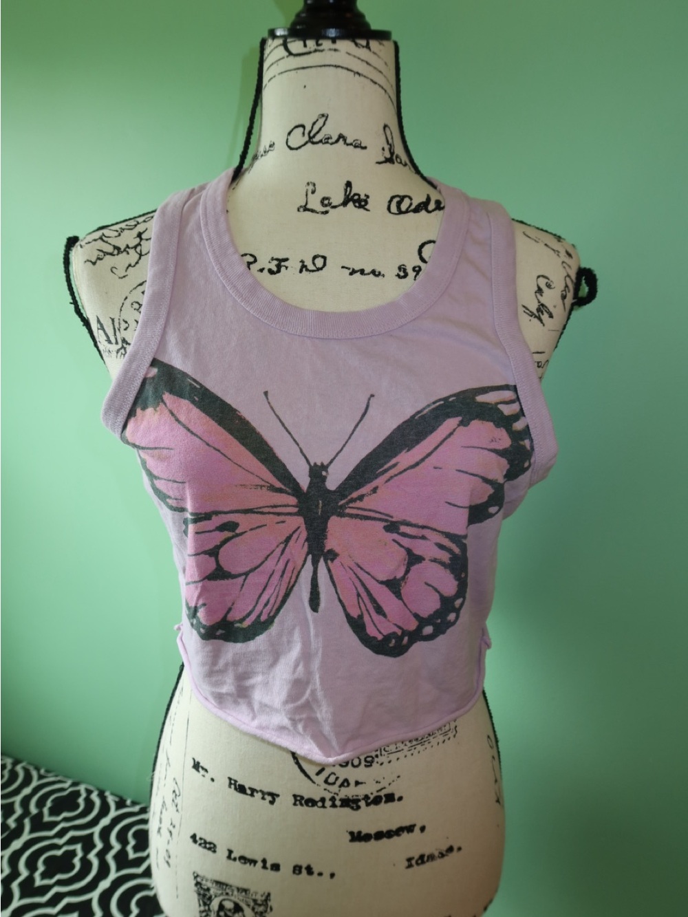 Lavender Butterfly Graphic Tank Top - Women
